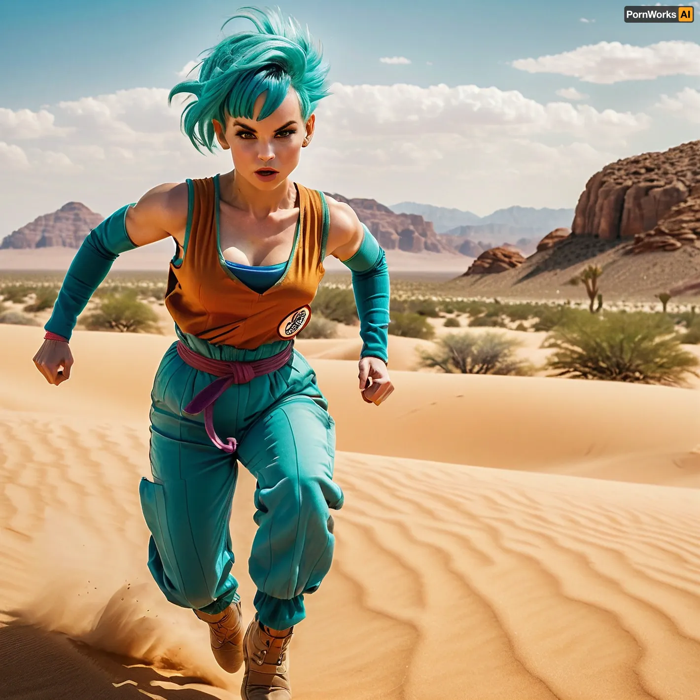 Bulma, the intelligent and sexy scientist, stumbled upon an ancient artifact that transported her to another world where AIs were commonplace and people could generate their own pornographic pictures with just a few clicks of the mouse