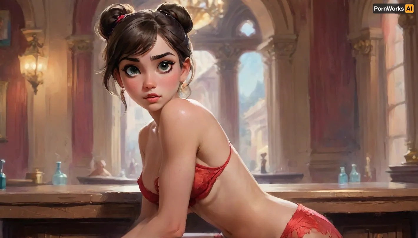 ((full body shot)), realistic v3, ((brunette with a fringe)), ((anorexic)), high definition, Beautiful 27 years old American-Italian brunette, very pretty and elegant, (no panties), lace garter, black, fabric, floral, embroidery, lace underwear, detailed beige skin tone, round E size tits, alone, earrings, jewelry, facing forward, round lips painted in fiery red, athletic body with sexy legs, round blue eyes, detailed high ponytail hairstyle, Roman nose, bare shoulders, slightly open mouth, sitting in the palace bar, perfect fingers and hands, detailed skin, the background of a palace bar, detailed background, <lora:580159_training_data:1>, <lora:Animated_Concept:.8>