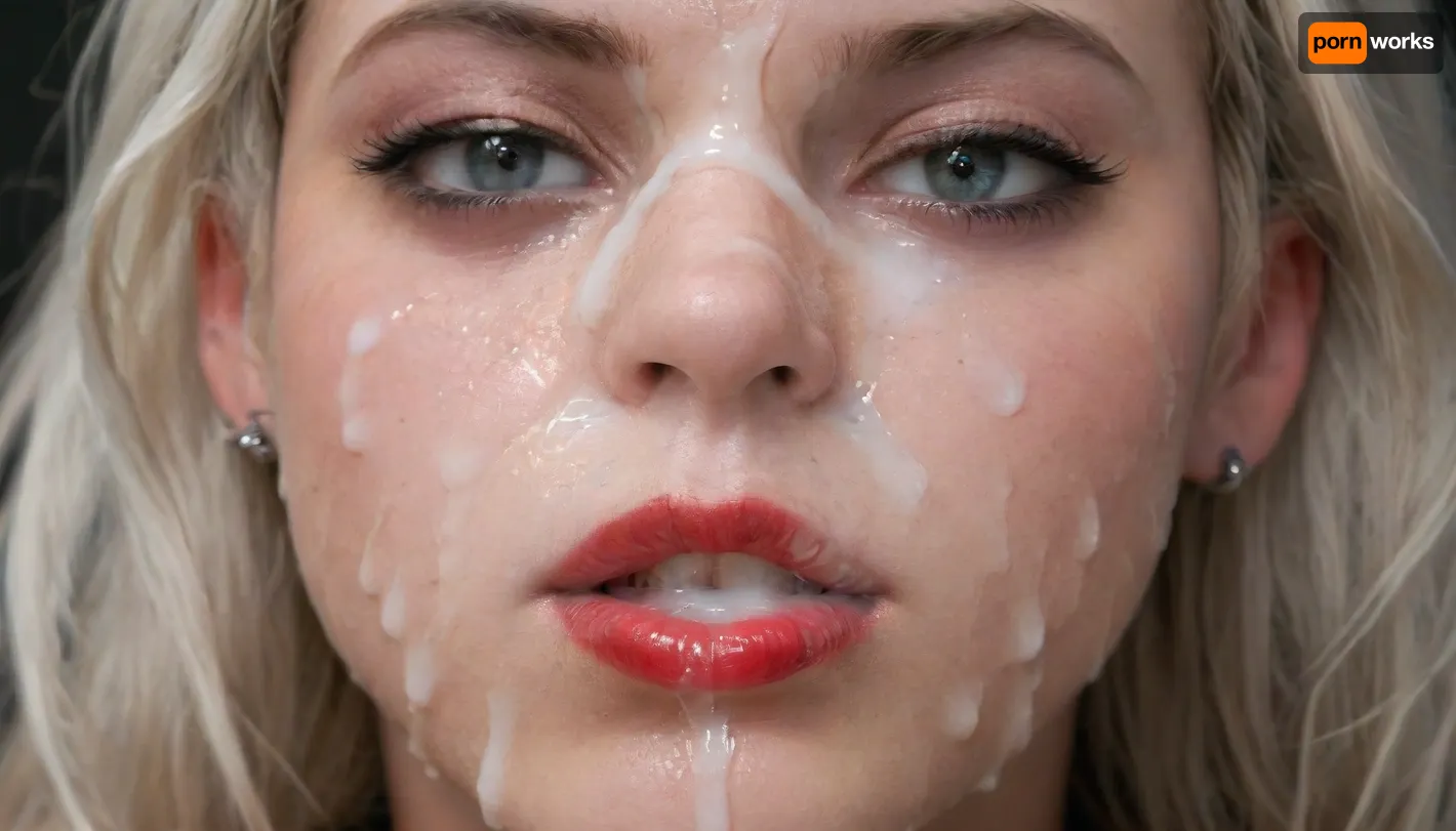 (Macro photo), (extreme close up:1.2), front view, Photorealistic, high resolution, professional photography, close-up of lips, zoom in on lips, red lipstick, short smooth blonde bobcut hair, topless, cum dripping from chin, tongue sticking out, black background., (Cum details), realistic cum, Prominent cum, (white cum:1.7), cum on, (Cum flows:1.2), (cum on body:1.3), cum on head, (cum on face:1.3), bukkake, ((body covered with semen)), cum, face, Face covered in cum, (A lot of cum:1.5), <lora:JustCum:.9>, <lora:cum_in_eye_deepmind:.9>