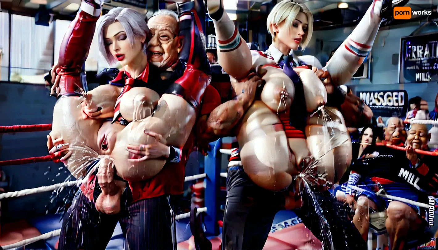 (full nelson anal fuck:1.3), (full nelson ass fuck:1.3), (Women who have their breasts massaged vigorously from behind while standing, squirting large amounts of milk and squirt:1.5), (Women who have their breasts massaged vigorously and squirt out a lot of milk and squirt:1.5), (The perverted old referee and the old man of the opponent also sucked my nipples hard and hard:1.5), (Women who have their breasts massaged vigorously and squirt a lot of milk:1.5), (Women who have their breasts grabbed through their wet T-shirts:1.3), (Women who have their breasts grabbed over their wet T-shirts while taking a break at the corner post:1.3), (Women who have their pussies fingered and squirt while taking a break at the corner post:1.3), (Women getting their breasts massaged from behind by a perverted old referee:1.3), Squirting on the old man's lap, Sitting on the old man's lap, (her breasts are grabbed over her clothes, Sitting on the old man's lap:1.3), (her breasts are massaged through her clothes:1.3), (isabella valentine:1.3), (Well-proportioned body:1.3), (Tie your hands above your head:1.3), (The perverted old referee counts down the fight while groping her breasts:1.3), in the Boxing Ring, (The perverted old referee massages her breasts to confirm the restart of the match.:1.3), (Jill Valentine1.1), (tomboy:1.2), (Having her breasts massaged from behind:1.1), (My tits are massaged by an old man:1.1), (My tits and clitoris are teased by an old man:1.3), (Women having their breasts squeezed by an old man:1.1), (Wet T-shirt:1.3), beautiful face, perfect face, highly detailed beautiful face and eyes, attractive face, very curvy, long legs, stylish, Natural Breasts, perfect body, high heels, Escape from old men. perfect body, perfect tits. barafoot, open mouth, In the boxing ring