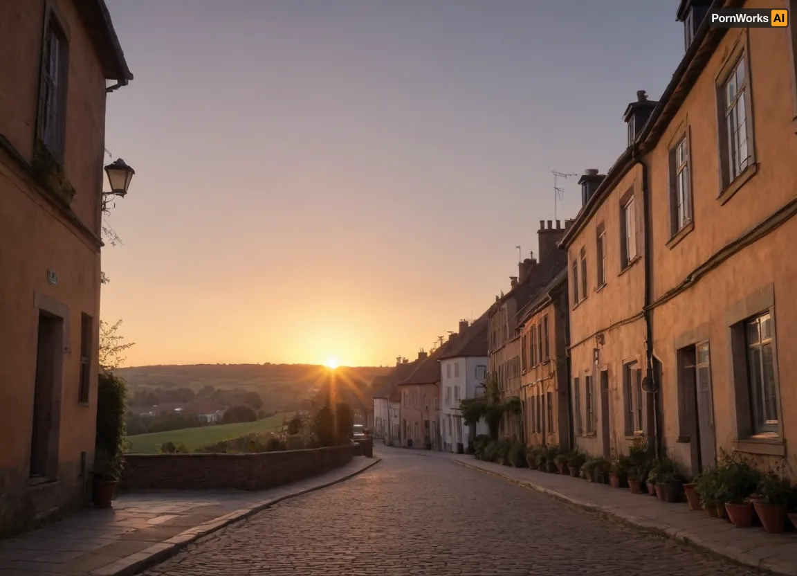 sunrise in medieva english town street