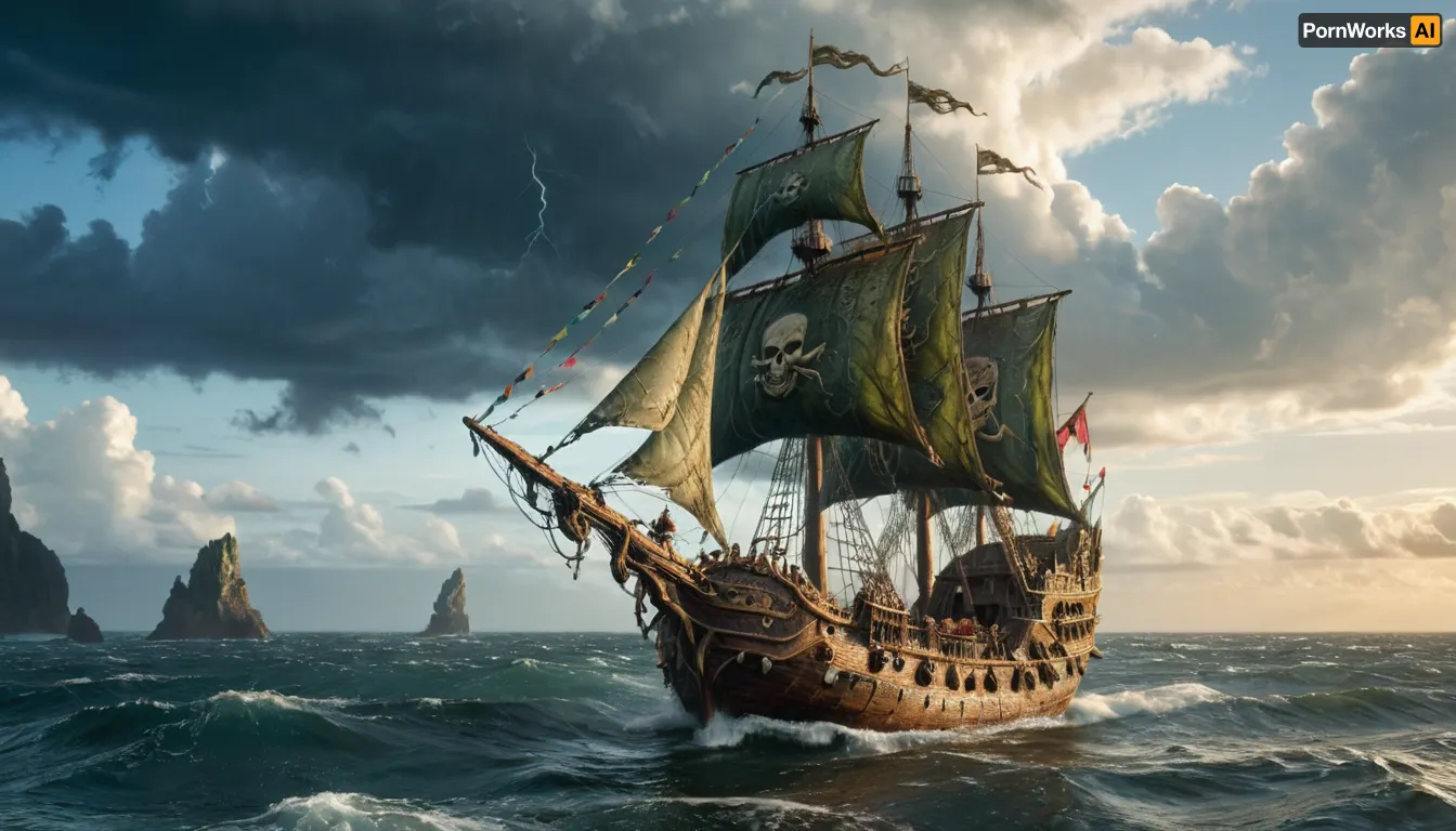 A lone hermit woman with a sexy face, scantily dressed, is the last guardian of the lost city of atlantis. Sky is stormy with streaks of lightening. Her cloak is tattered and worn leaving holes that reveal her flawless skin underneath. Seaweed covers all of the structures near her. A majestic pirate ship approaches in the distance. Large tidal waves raise and lower the ship. The face of davey jones in the clouds.

BREAK, grsw, photo, in, phst, artstyle, <lora:xl_more_art-full_v1:.8>, <lora:grsw:.5>, <lora:SDXL1.0_Essenz-series-by-AI_Characters_Style_BetterPhotography-v1.2-'Skynet':.8>