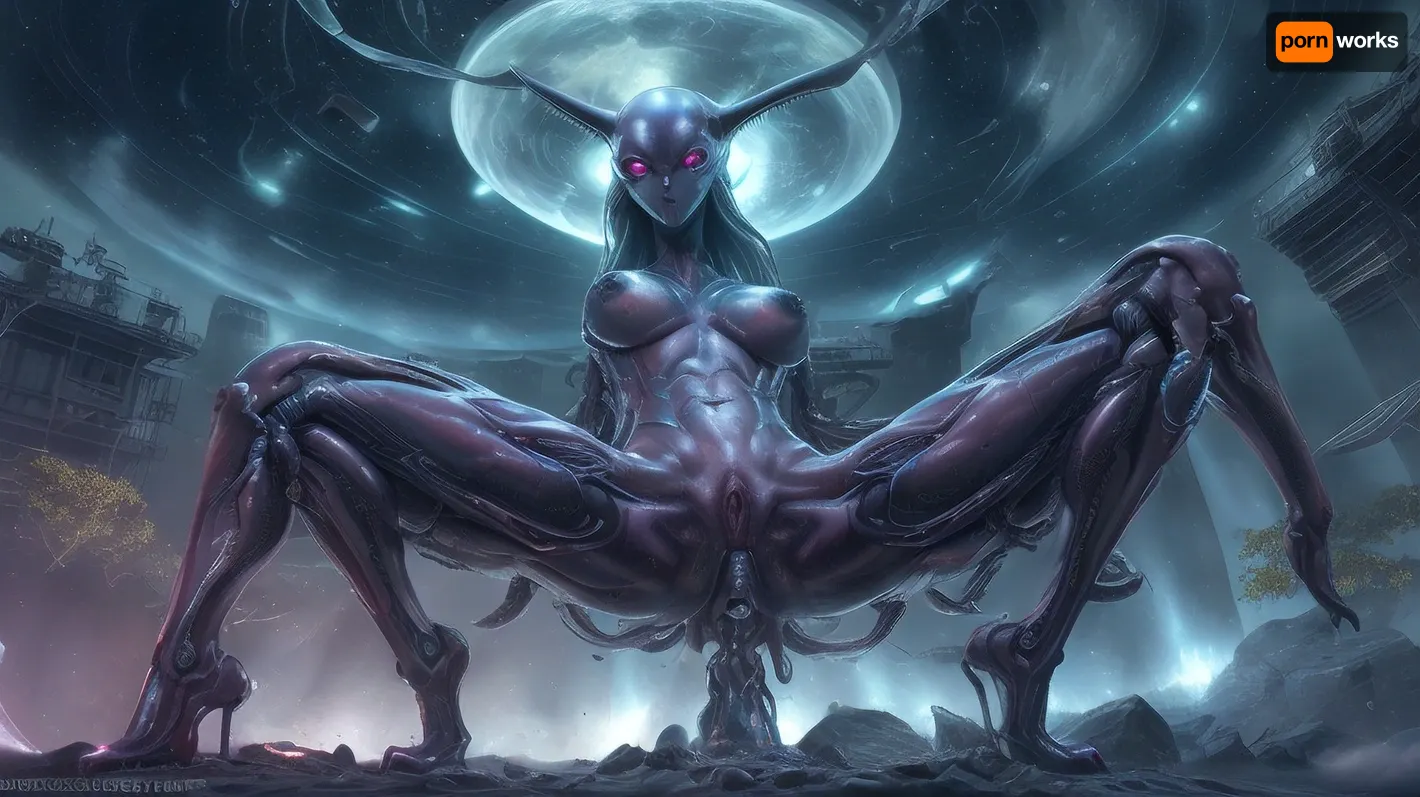 subject is brightly light with soft light and had more than 1 set of genitalia, human skin tone, Sexy Conjoined Mutant octopus with 8 pussy's, 3 breasts, one girl three tit's, eight vagina's, full frontal view from under looking up . random vagina's all over her body and some penis's. A young alien hybrid looks like Sierra Mcormick alien hybrid with tattoo's covering body nude, getting beamed up to an alien spacecraft, eerie blue tractor beam lifting her up towards the ship. colorful unnatural lights emanate from the alien craft. her skin wet erotic. cum dripping all over from her supple, round breasts, the hybrid has 3 breasts and eight vagina's, squatting, alien intercourse, sex with hybrids, ((perfect round face)), (realistic photo), (ultra high details), ((small breasts)), ((three tits)), ((eight vagina's)), hot plasma falls from the space ship, (very thick molten steel spills out:1.3), alien creature watch from forest, realistic detailed face, realistic detailed hair, realistic detailed body, realistic detailed skin, 3 detailed breasts, extra breast, more than 2 tits, octo pussy, octagonal pussy.