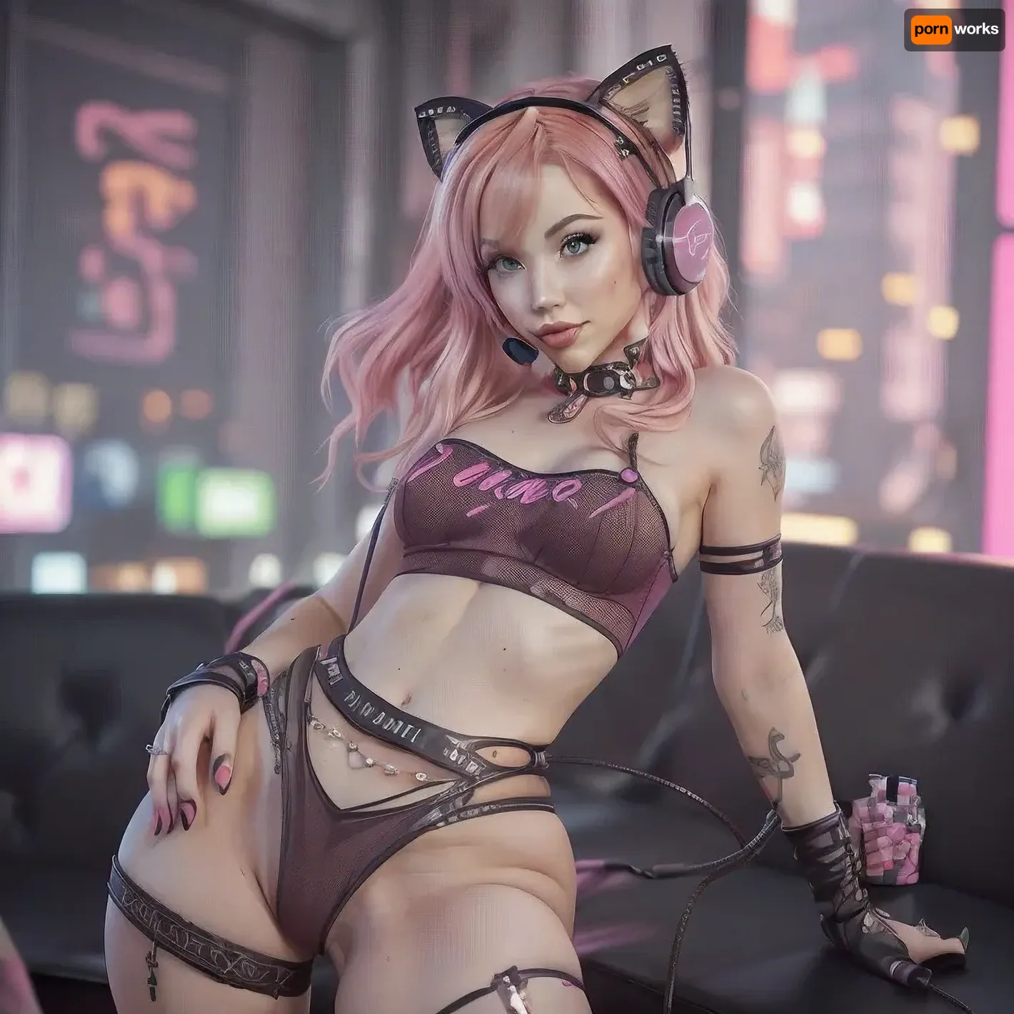 (((1camgirl 18 yo with pink hair in a sexy outfit with headphones and a cat ears))), ((she is in a room with poker card)), m4 sopmod ii girls frontline, oppai cyberpunk, seductive anime girl, perfect android girl, cyberpunk anime girl, artwork in the style of guweiz, female cyberpunk anime girl, trending at cgstation, trending on cgstation, fine details. girls frontline, from girls frontline, girls frontline universe, guweiz, cyberpunk femme fatale, nude, with pokies, no-one30, SkinPerfection_NegV15, (thin girl), (small breats, (small ass), lingerie, (freundliches lächeln), (cät pose)), <lora:pokies_9:.5>, <lora:No-one30:.2>