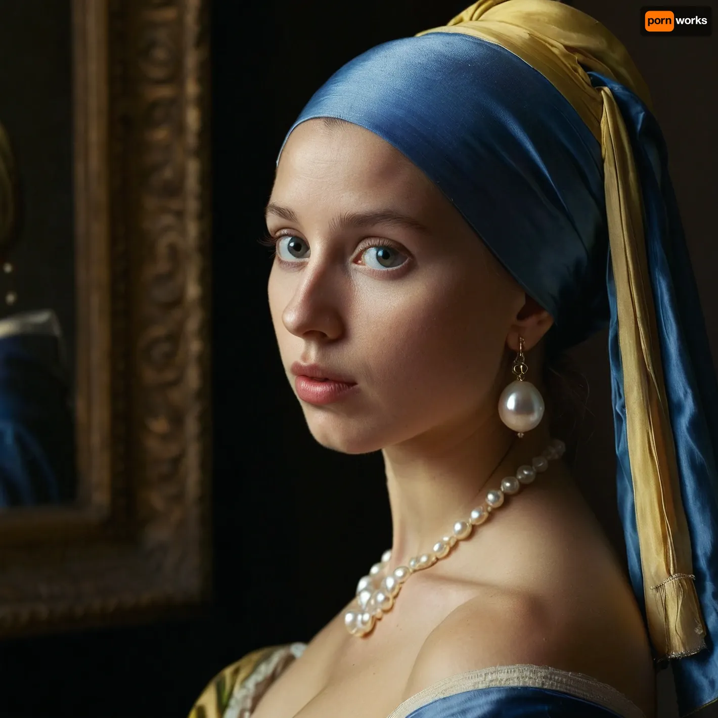 Vermeer’s girl with the pearl earring bare shoulder.