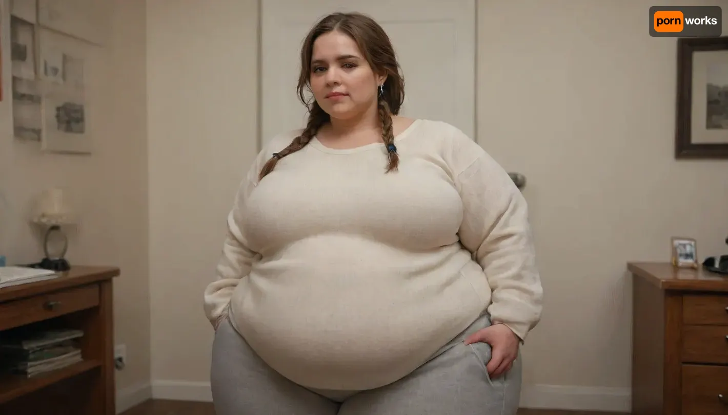 bottomheavy, heavyweight, fat woman, obese, (fully dressed:1.3), wilderness, massive fat thighs, (hyper shortstack:.03), braided hair, irish