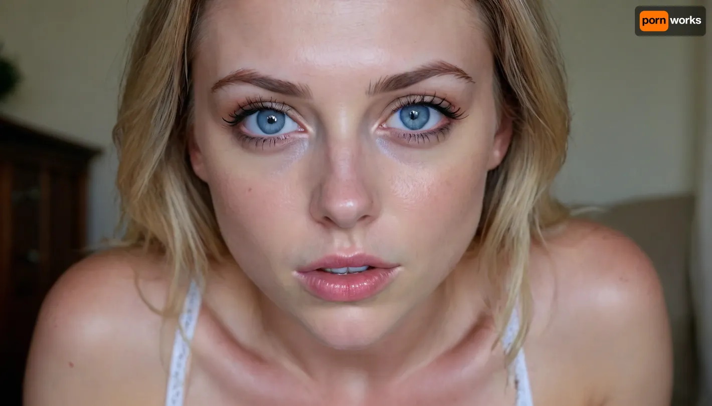 26 yo woman, seethru top, single person, bending torwards camera, standing, seductive, lustful, blue eyes, wideshot, 4k, photorealistic, intricately detailed face, intricately detailed pussy, intricately detailed eyes, cum filled pussy, lots of cum dripping from pussy