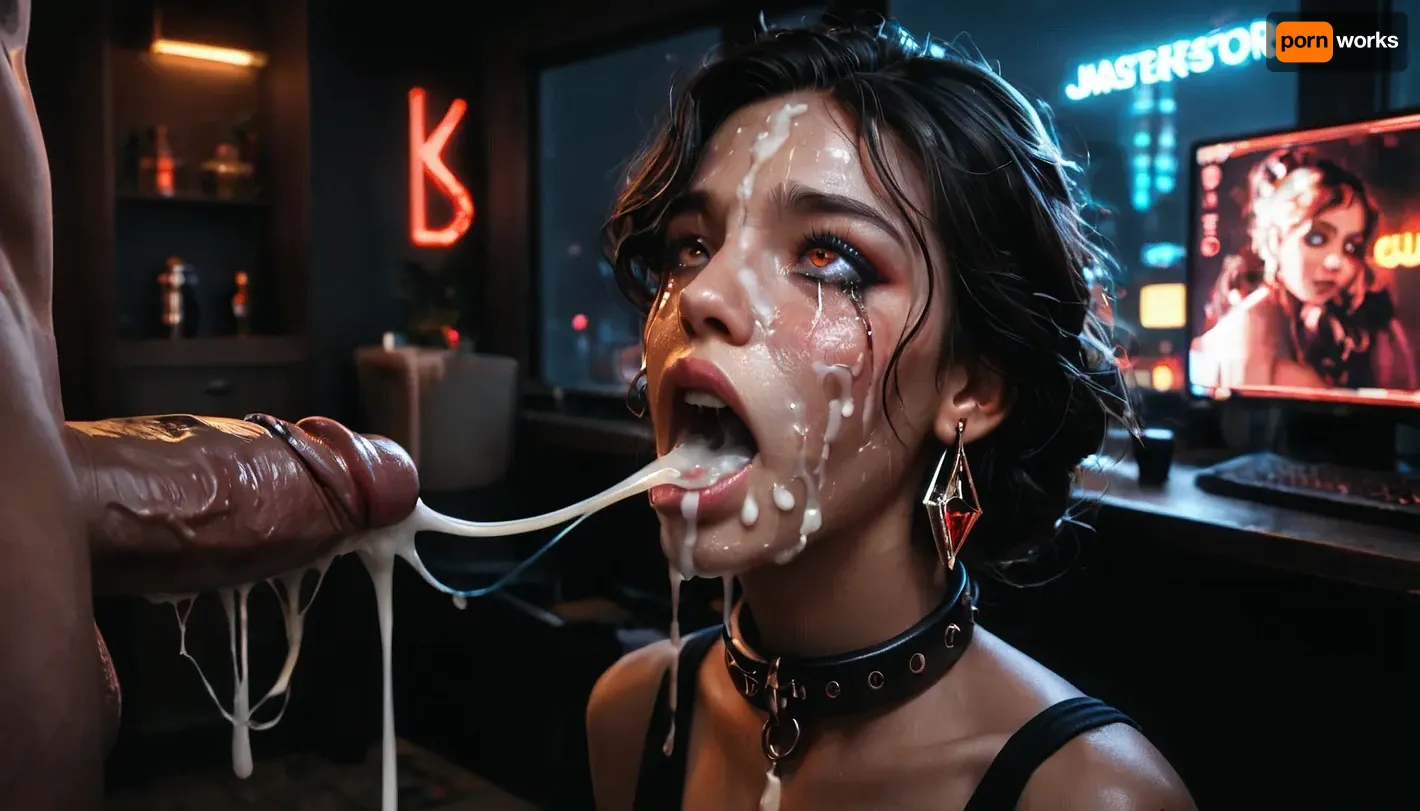 rich color palette, masterpiece, score_9, score_8_up, score_7_up, score_6_up, many guys, night, girl, gorgeous, extremely beautiful face, professional studio, female blushing, extra detailed, high definition, slave collar, huge cum loads, ruined makeup, very small, petite, very small body, (skinny:1.6), messy hair, (crying:1.4), screaming, agony, red ass from spanking, red cheeks from slaps, a young guy with a, (huge dick:1.4), fucks her, anal sex, deep anal sex, ((huge cum load on face:1.8)), shitting, shit on dick, reij-mg, neon, lights, dark, ambient, light, ohwx, woman, <lora:dark:.4>, <lora:reij-moderngothic-000006:.8>, <lora:PetiteNymphet_SDXL_v1.0:.8>