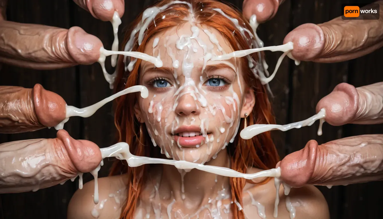 cute redhead girl, ginger, young face, petite, little, young, small, bukkake, hyper gigantic cock, excessive cum on face, excessive cum on hair, all face and hair covered on cum, cum, on, man’s ejaculation on her face, 5+ man’s, cum dripping from penises, huge cum flows, prominent cum, (bukkake:1.5), detailed cum, (a lot of cum:1.5), all face covered in cum, huge cum, (white cum:1.5), (cum on hair:1.5), massive facial, (ejaculation:1.5)