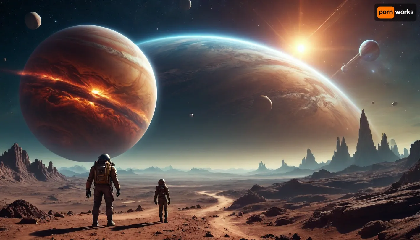 fullcolor image, 8K quality, gas giant satellite planet, fantastic lighting, alien strange landscape, fantastic animals