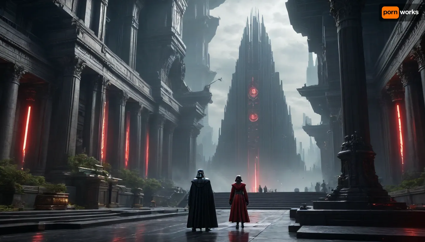 uber realistic image, fullcolor image, full body view, 8K quality, ultra detailed, masterpiece, Capital Darck Imair, Dromund-Kaas, citi, a giant dark futuristic city, super skyscrapers, a temple of the Dark Side, the Imperial Palace, everything has the imprint of the dark side of the force, (not Darth Vider)