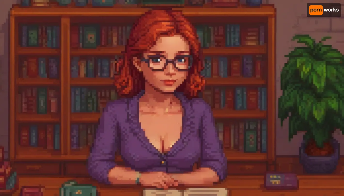 pixelart of a naughty librarian, seductive pose, style of stardew valley, <lora:pixel-art-xl-v1.1:1.2>