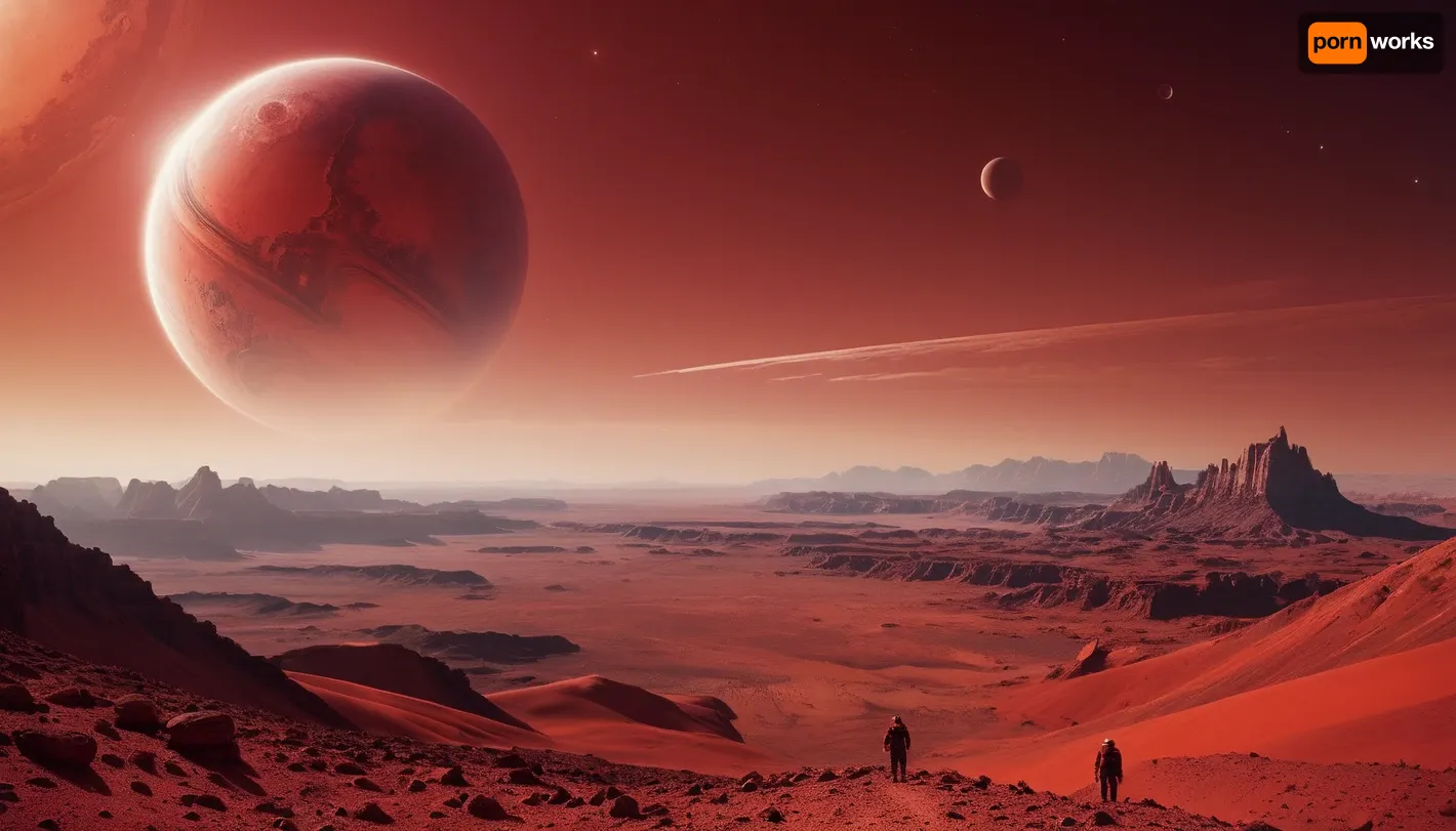 the distant future, incredible landscape, another planet, red