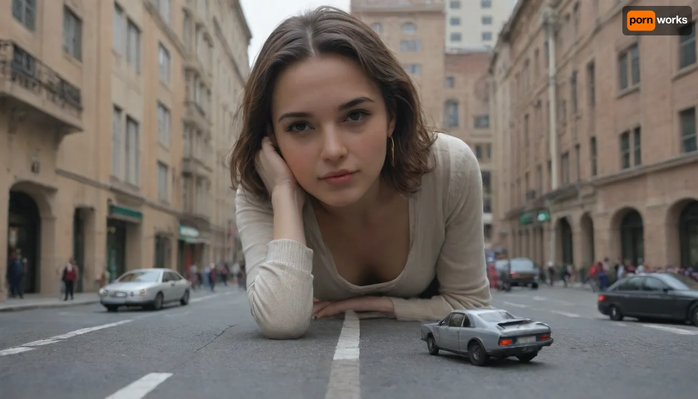 Cinematic POV, 35mm wide angle, golden hour. Giant picks up Tesla, pedestrians run, lora, 344546_training_data, 1.5>, giant, miniature, person, cramped, cybertruck, <lora:loha_giants_shrinks-tokens_see_civitai_page-0.8_weight-by_AI_Characters:1>, <lora:Cybertruck-XL:1>