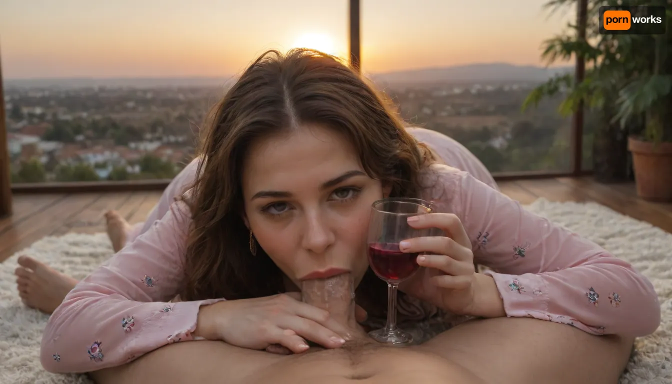 At the balcony, a mature woman laying on the floor, (holding a glass of red wine), wet hair, in her pajamas, cum over her, horny, drunk, playful, drooling, thick tights, round ass, no bra, soft tits, dynamic pose, legs spread, on the floor, tired face, drowsy, lost gaze, averted gaze, perfectly drawn face, detailed, high resolution, realistic, wideshot view, pov view., (Deepthroat), . Golden hour, sunset, high contrast, beautiful scenery, sun in the back At the balcony, a mature woman laying on the floor, (holding a glass of red wine), wet hair, in her pajamas, cum over her, horny, drunk, playful, drooling, thick tights, round ass, no bra, soft tits, dynamic pose, legs spread, on the floor, tired face, drowsy, lost gaze, averted gaze, perfectly drawn face, detailed, high resolution, realistic, wideshot view, pov view., (Deepthroat), . Golden hour, sunset, high contrast, beautiful scenery, sun in the back
