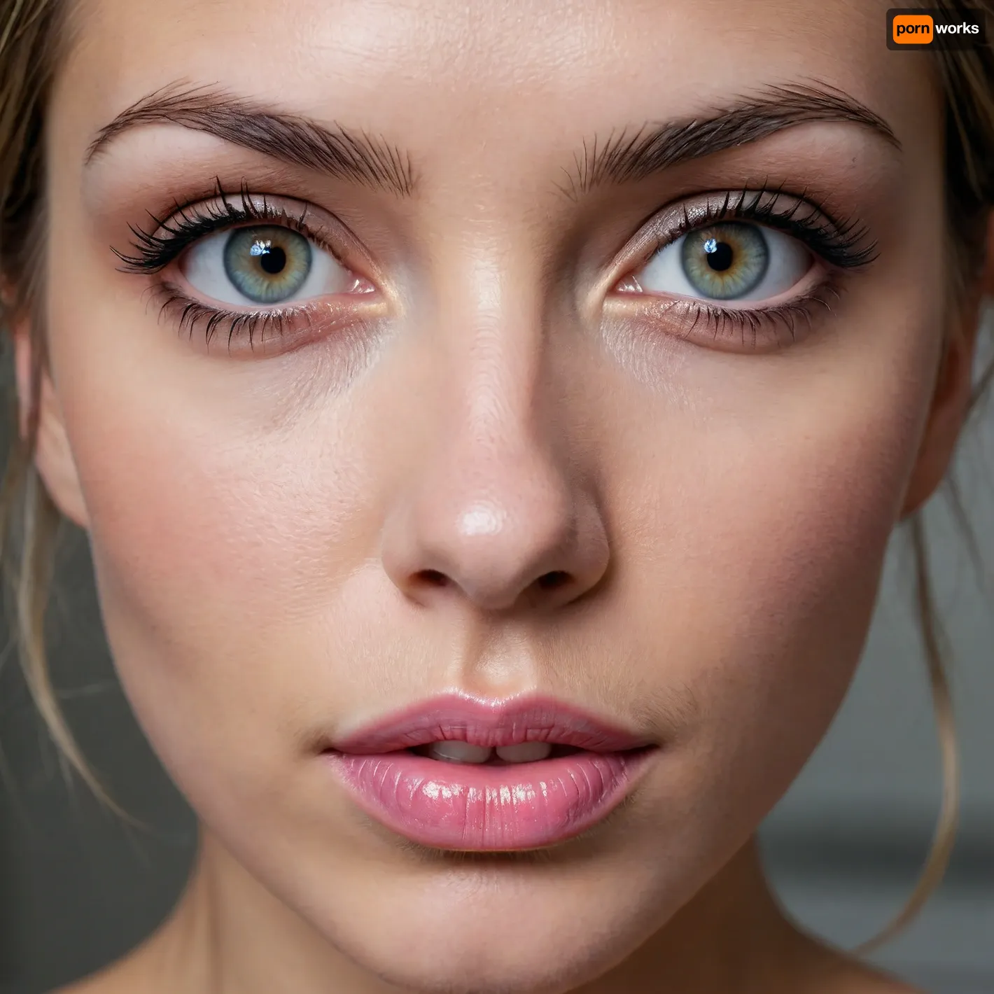 ((full body view)), 38 year old MILF, naked adult woman, 1.76 meter tall, 59 kilogram weight, firm 34C cup breasts, perfect round normal breasts, detailed breasts, hard nipples, long neck, perfect ears, top model face, thin face, symmetrical face with high cheekbones, Beautiful Cheek, no makeup, Beautiful Mouth, detailed lips, pink lips, sharp hazel eyes, symmetrical eyes, detailed eyes, perfect vibrant eyes, same eye shape, detail irises, symmetrical pupils, very thin eyebrows, visible shoulder blade, (Russian:.4), (Ukrainian:.4), (Norwegian:.6)