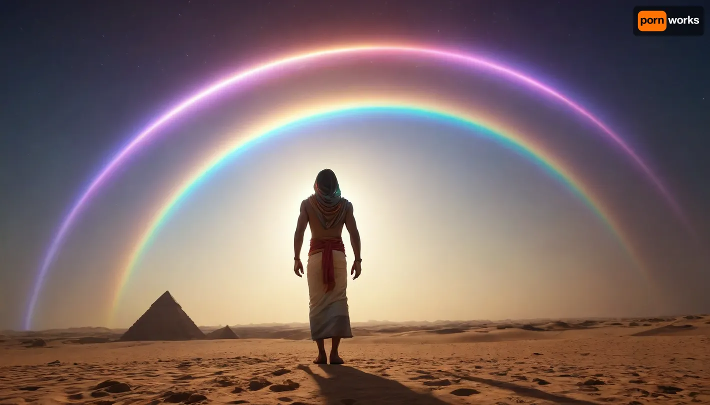 rainbow light, open universe, flying 33 year old dark concentrated egyptian preist