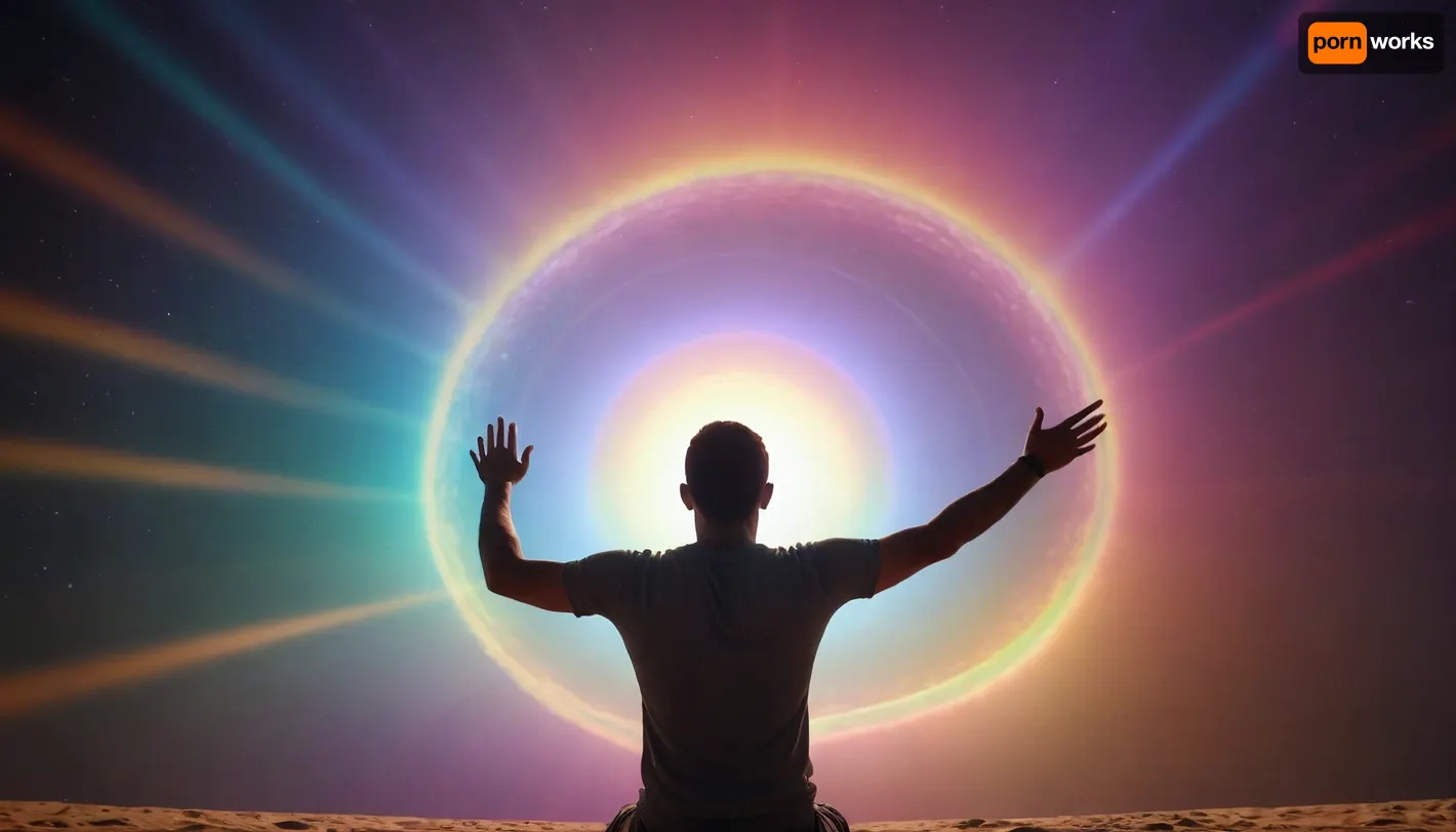 rainbow light, open universe, flying 33 year old dark concentrated egyptian preist