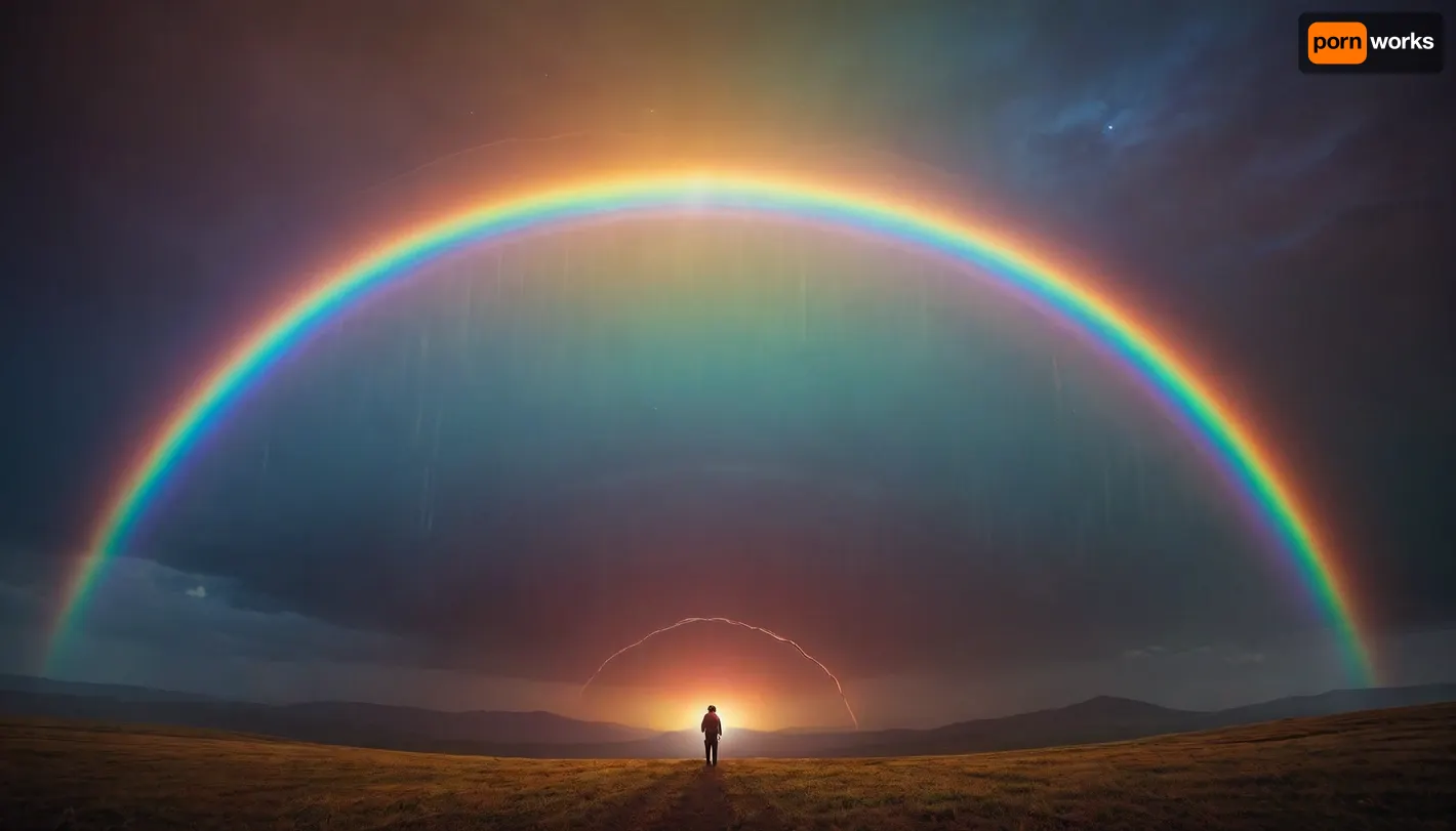 rainbow light circeled in universe