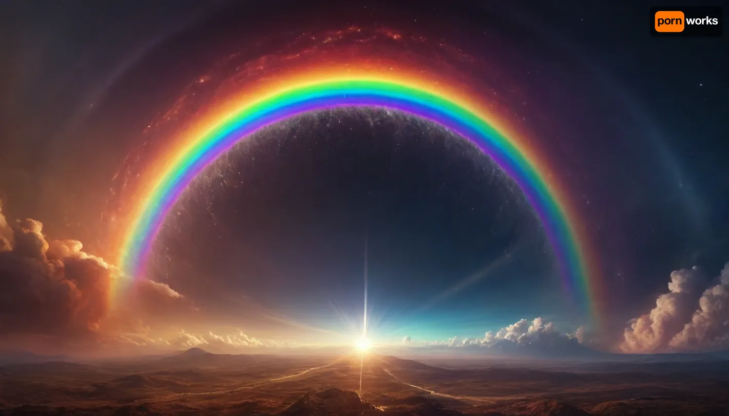 (orbit of eart), hmiracle, rainbow light circeled in open universe, orbit, rainbow storm, rainbow fire, rainbow air, rainbow earth