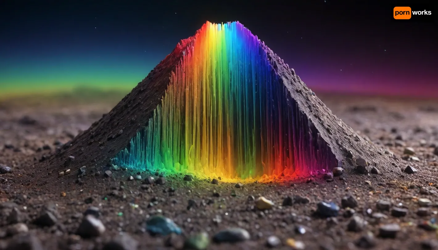 microscope macro zoom, (glowing field, (like mountain), of pirite, quartz), miracle, rainbow light circeled in open universe, orbit, rainbow storm, rainbow fire, rainbow air, rainbow earth