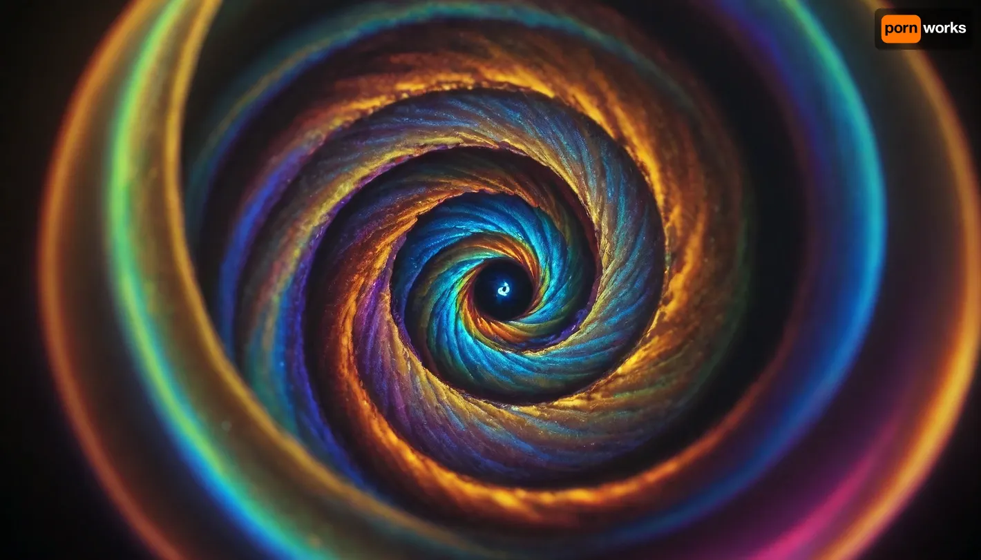 microscope macro zoom, (glowing), miracle, rainbow light spiral in open universe, orbit, rainbow storm, rainbow fire, rainbow air, rainbow earth