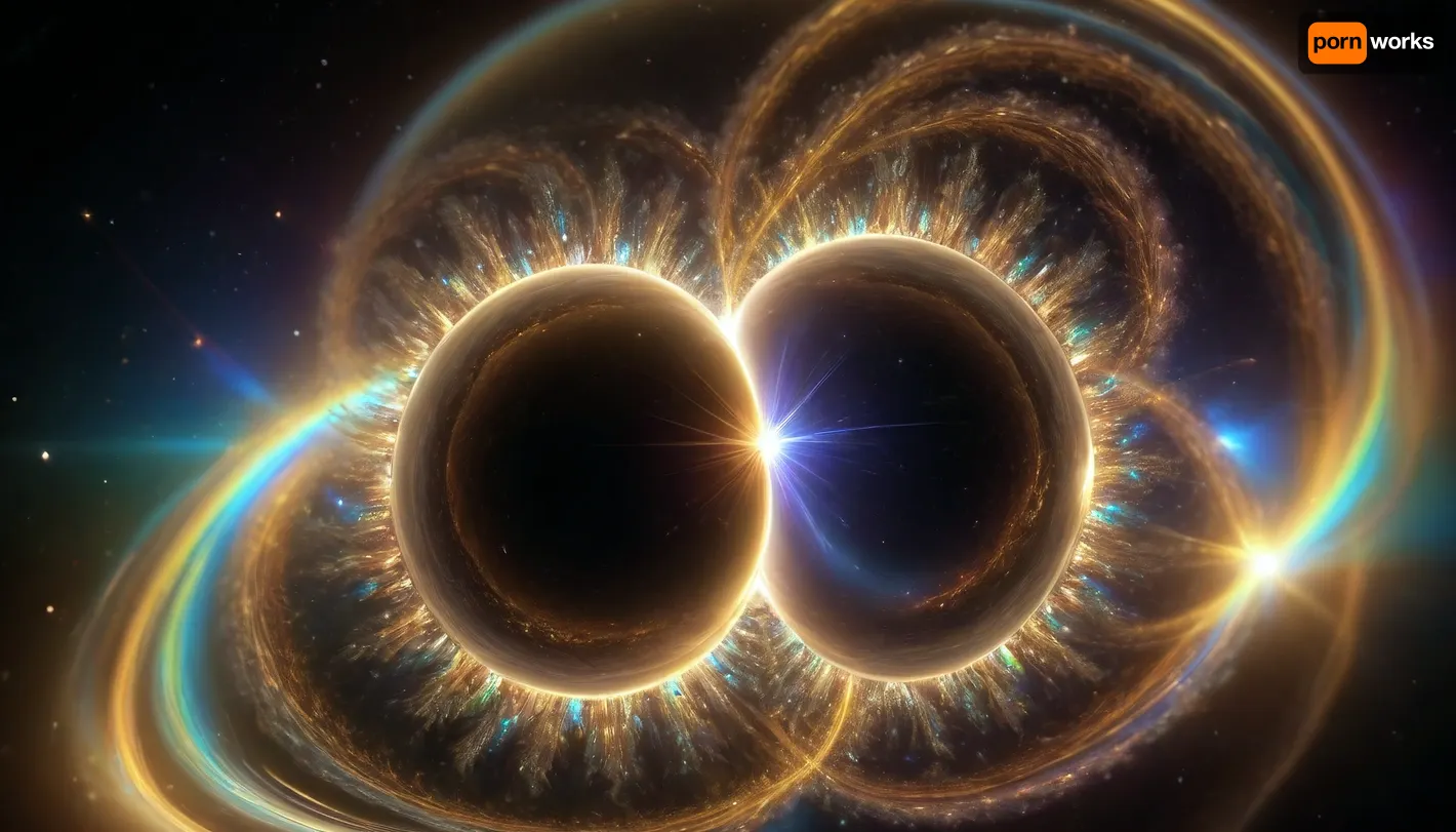 4d microscope macro zoom, epic, glowing, (rainbow, white visible light), black and gold sphere as a galaxy, mirroring, halo, solar wind transparent, light sparks, (glowing fractal of stars), miracle, rainbow light gold cristal in open universe, orbit, rainbow fire, rainbow air, rainbow earth