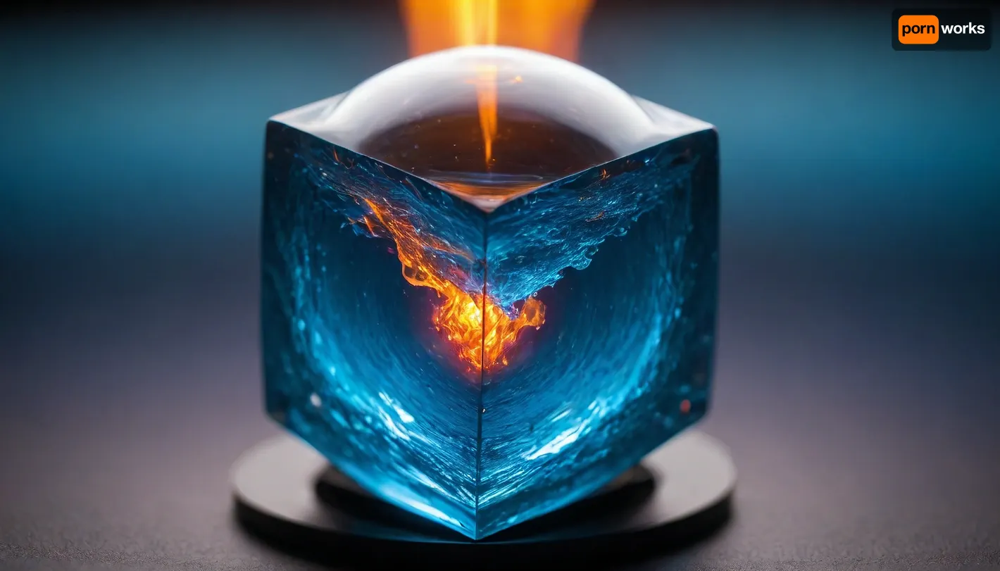 4d microscope macro zoom, (fire cube, (square), fusion with wather sphere, (blue waves, mirroring), miracle), orbit, epic, glowing, (rainbow, white visible light), rainbow light gold, rainbow fire, rainbow air, rainbow earth