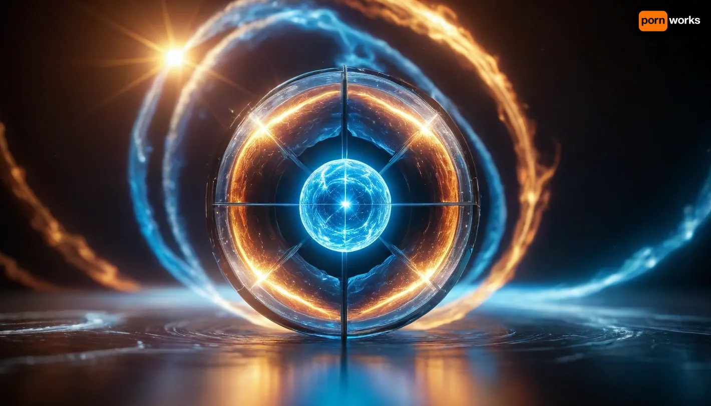 4d microscope macro zoom, open space, (orbit, stars, light lines glowing), absolute fusion, (symetricaly in center, two objects), (fire cube with white sharp light sphere, (blue waves, mirroring), miracle), orbit, epic, glowing, (rainbow, white visible light), rainbow light gold, rainbow fire, rainbow air, rainbow earth