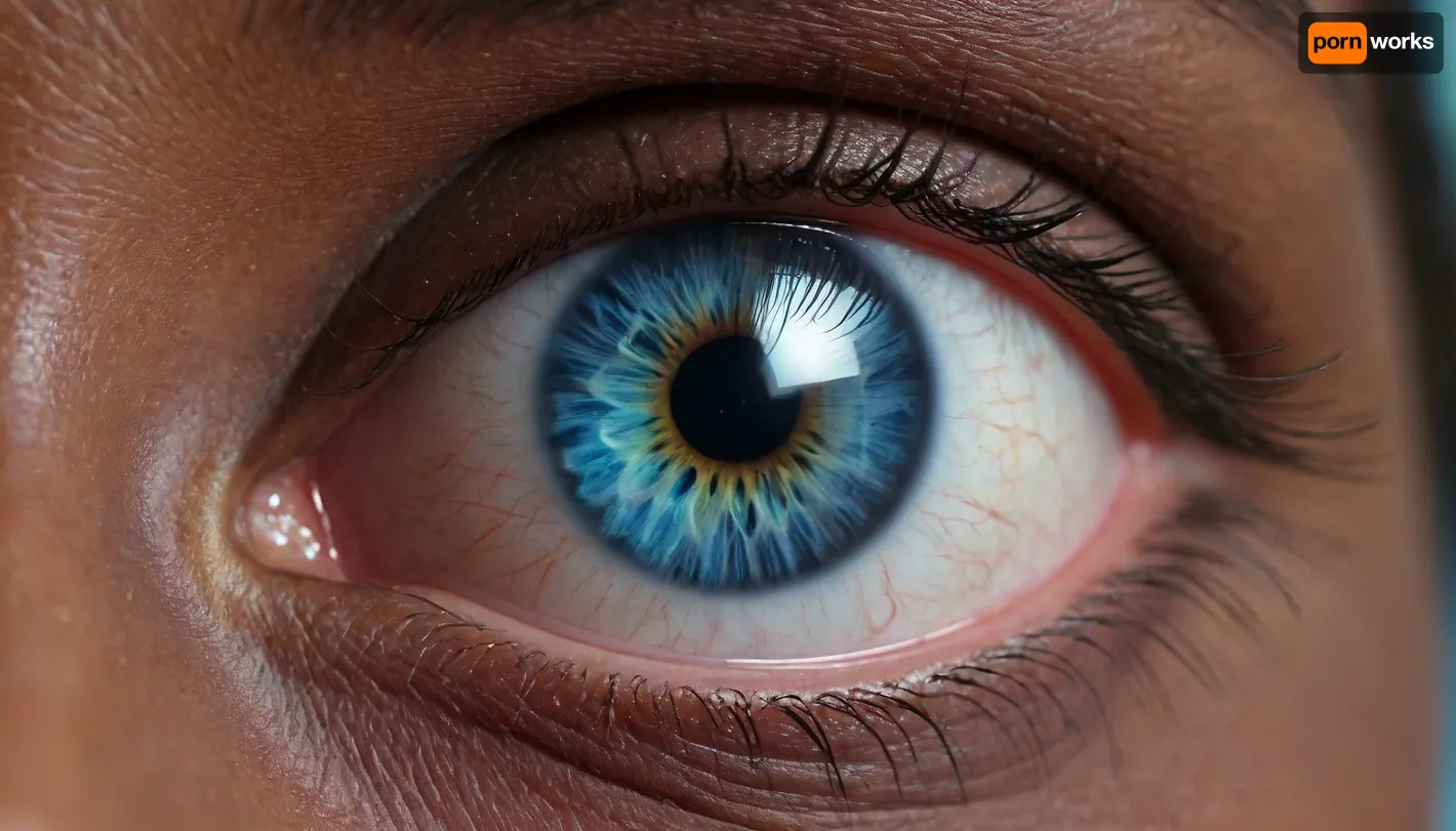 4d microscope macro zoom, eclipse, nytrogen, (black skin, blue iris eye), miracle, rainbow light gold cristal in open universe, orbit, rainbow fire, rainbow air, rainbow earth, busty cook girl