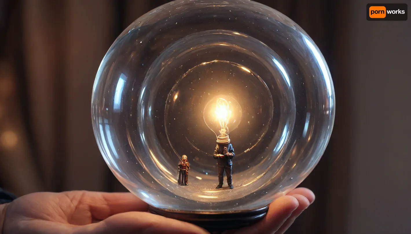 A spiral bubble, inside the bubble, (a mini man with a lamp in his hand, his image obscured by liquid glass), background fluid black oil waves, <lora:436263_training_data:.4>, <lora:BubbleXL:1.3>