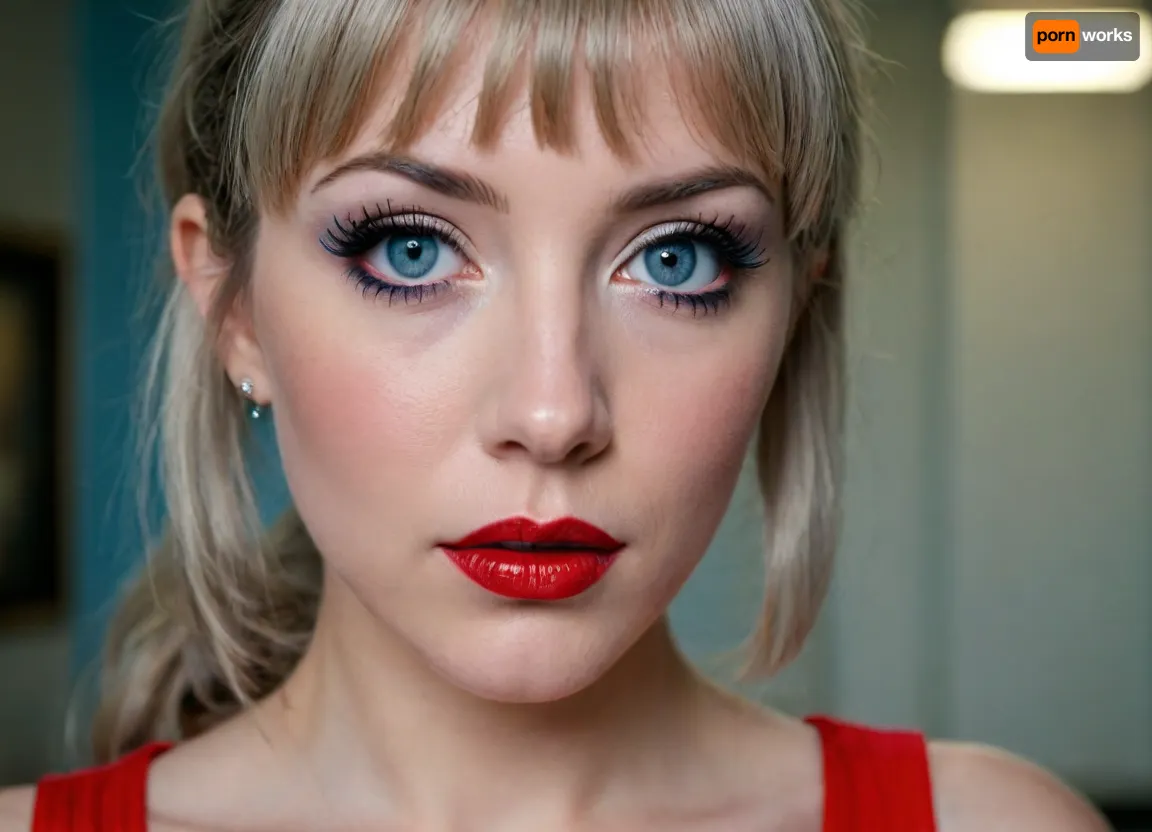 I have snake eyes, long blue eyelashes, eyeliner, lush and bright red lips with silver sparkles, narrow eyebrows, pearly hair, straight bangs, 5 pigtails, manicure, and I'm not a girl. Who am I?