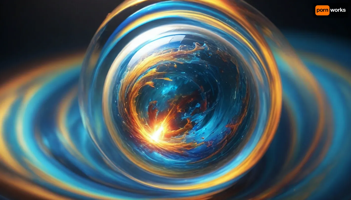 1, 4 d microscope macro zoom, many of in open space, orbit, (fire cube, fusion with wather sphere, swirl of energy, (blue waves, mirroring)), miracle, epic, glowing, (rainbow, white visible light), rainbow light gold, rainbow fire, rainbow air, rainbow earth