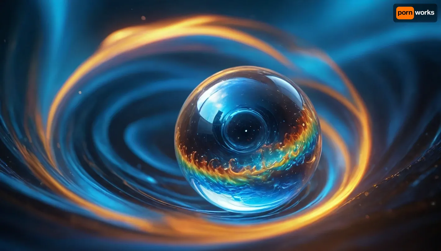 1, 4 d microscope macro zoom, many of in open space, orbit, (fire cube, fusion with wather sphere, swirl of energy, (blue waves, mirroring)), miracle, epic, glowing, (rainbow, white visible light), rainbow light gold, rainbow fire, rainbow air, rainbow earth