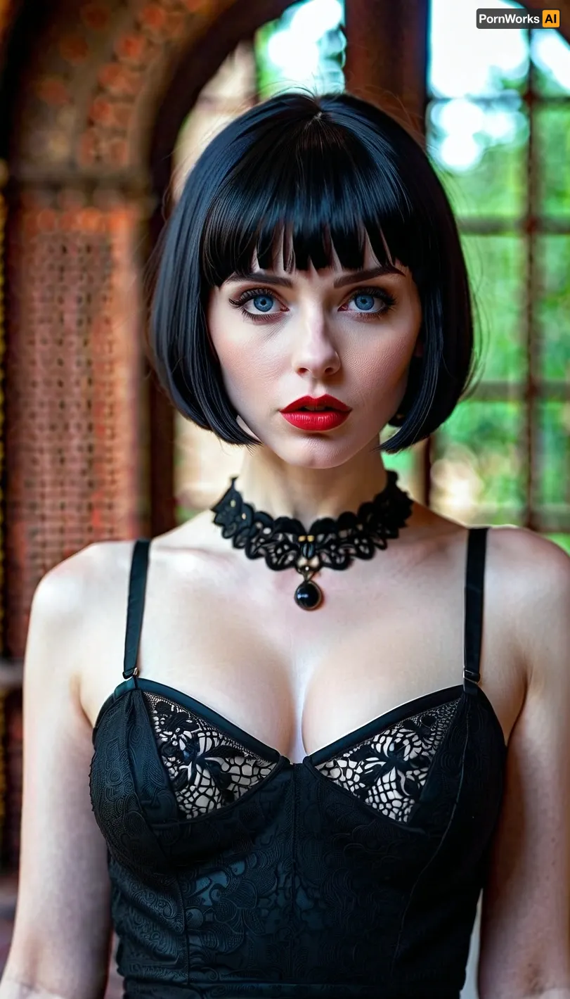 The pretty goth girl sat in front of her computer, typing away furiously. She was an AI expert and had just finished writing a new program that could generate realistic porn pictures. As she watched the screen, she couldn't help but feel a