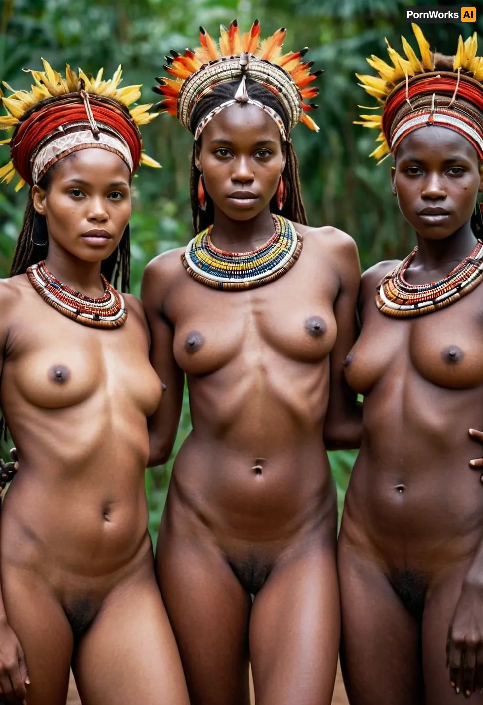 The African tribe was known for their rich culture and traditions, but they were also famous for their beautiful women. One day, a group of young men stumbled upon an old camera in the jungle and decided to take it home with them to explore its capabilities
