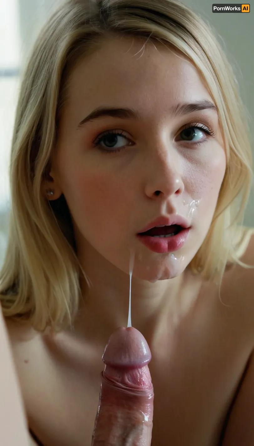 Young blonde girl of 25 discovers cum taste