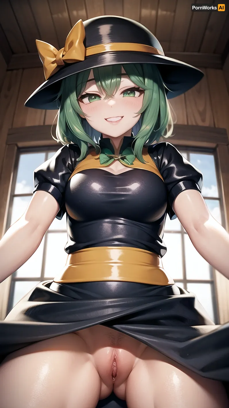 Komeji Koishi, an AI with a third-eye-hating AI, rode the green-haired AI's cock with lust in her eyes