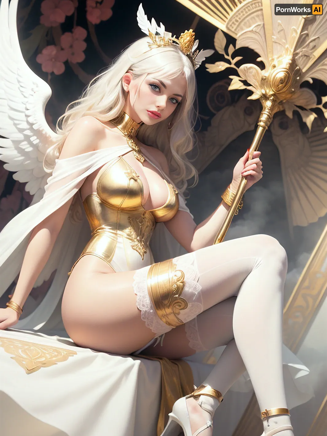 A hyperrealistic masterpiece created by an advanced AI technology, featuring a flawless woman with perfect features and flawless skin, but it wasn't enough for the artist. They used their advanced AI technology to create an over-detailed hyperrealistic
