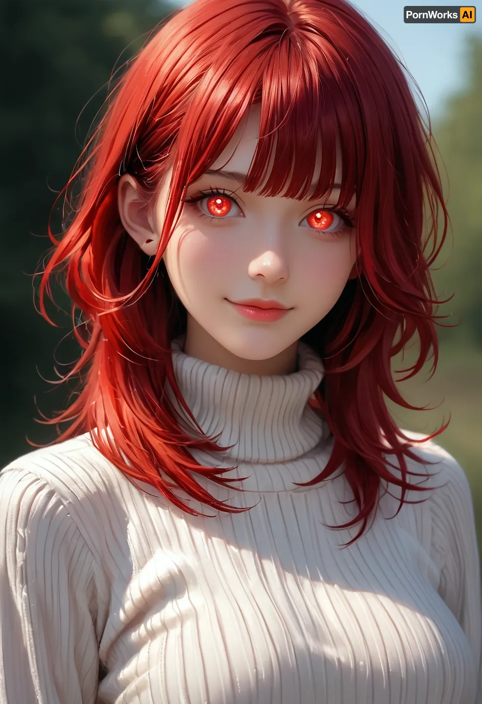 The red-haired girl with glowing eyes: a study in solitude