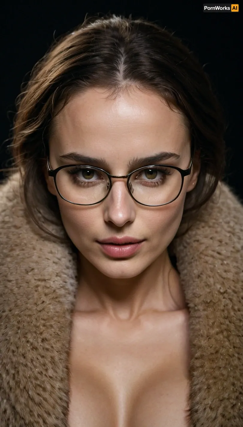 The AI generated picture of Heida Reed in glasses, furs, small breast, downblouse, nipslip with soft light and shadows was a breathtaking sight