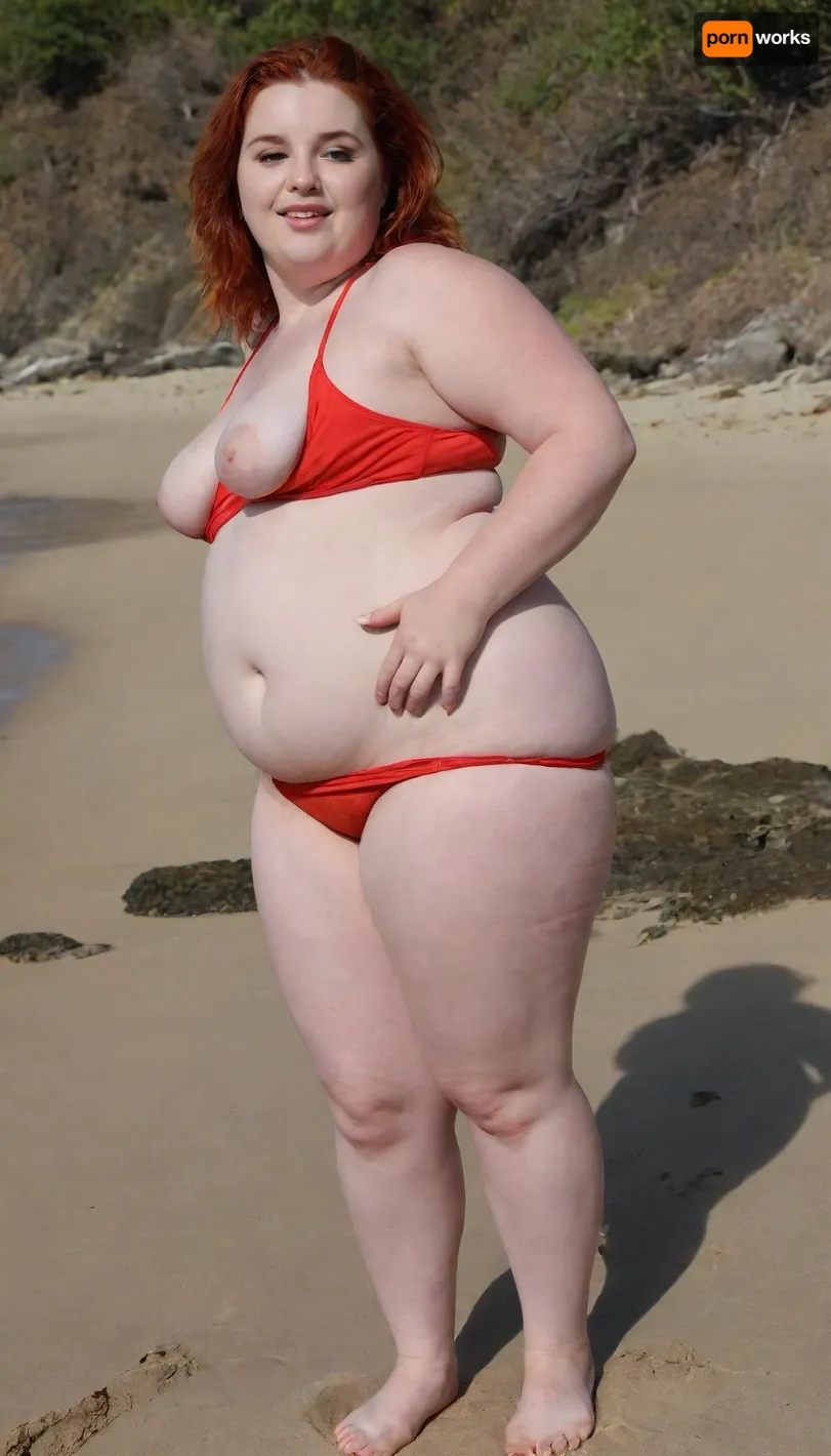 3d cartoon, Excellent image quality, good sharpness, Masterpiece, high quality, highly detailed, her, 8k, Chubby beauties in mini bikinis frolic on the beach, round asses, very small breasts, tummy saggy, wide hips, Bulging red hairy pubis, full body photoshoot, no panties, big bellybutton