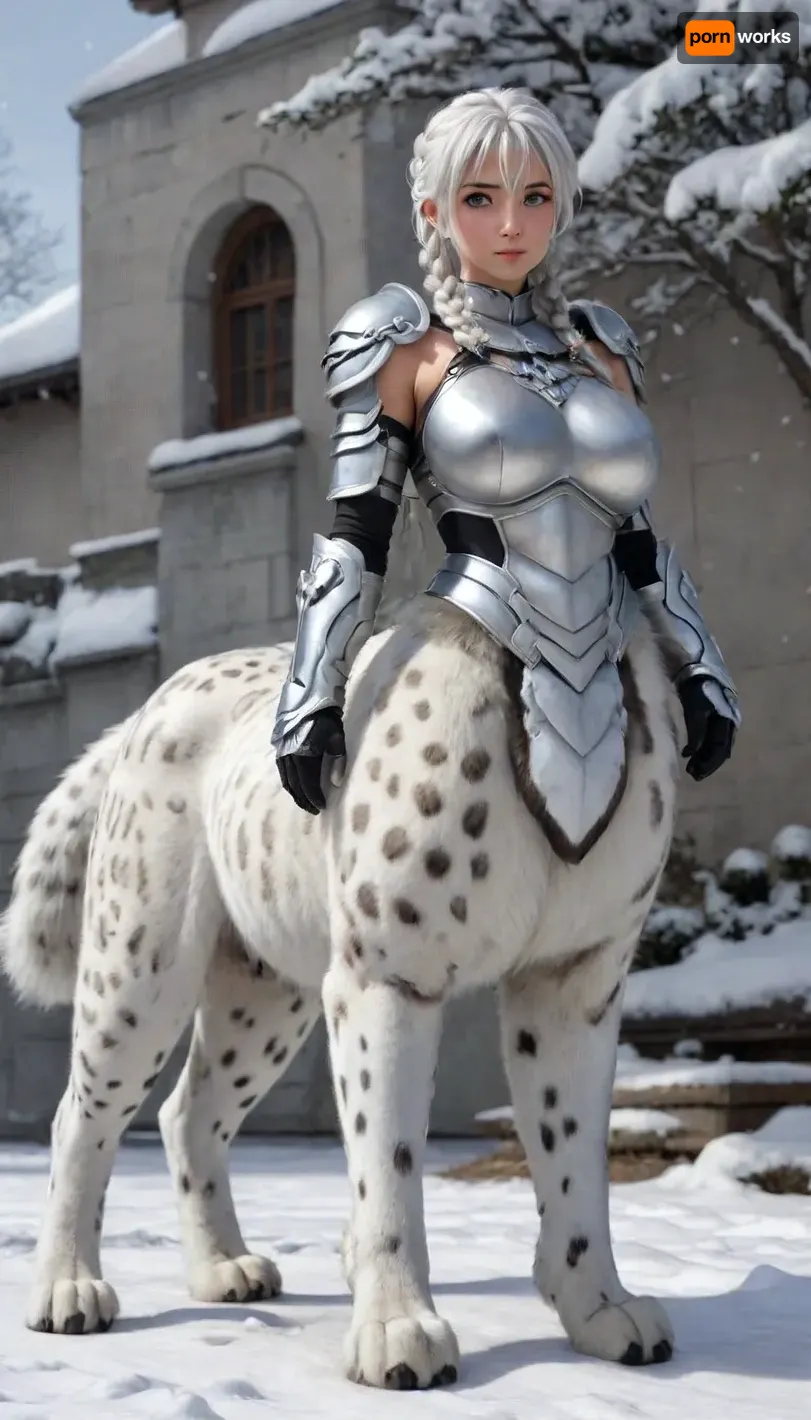 photorealistic, front view, Japanese, white hair, catgirl, snow leopard, cat lower body, massive paws, multiple snow leopard tails, cattaur, full body, armour, angelic, artiangel, Ranma21, a, girl, silver, extreme, long, braid, Rapunzel, high-waist, single, braided, ponytail, black, wanapi, fur, xuer, White, tiger, centaur, female, feline, body, paws, tail, up, from, below, side, <lora:milkers_v2:.5>, <lora:Ranma21_V1-step00001500:.4>, <lora:wanapi:1.5>, <lora:绪儿 猛虎下山 xuer White tiger:.8>, <lora:267360_training_data:2>, <lora:554328_training_data:.7>, <lora:centaurs_042_merge_sdxl:.4>