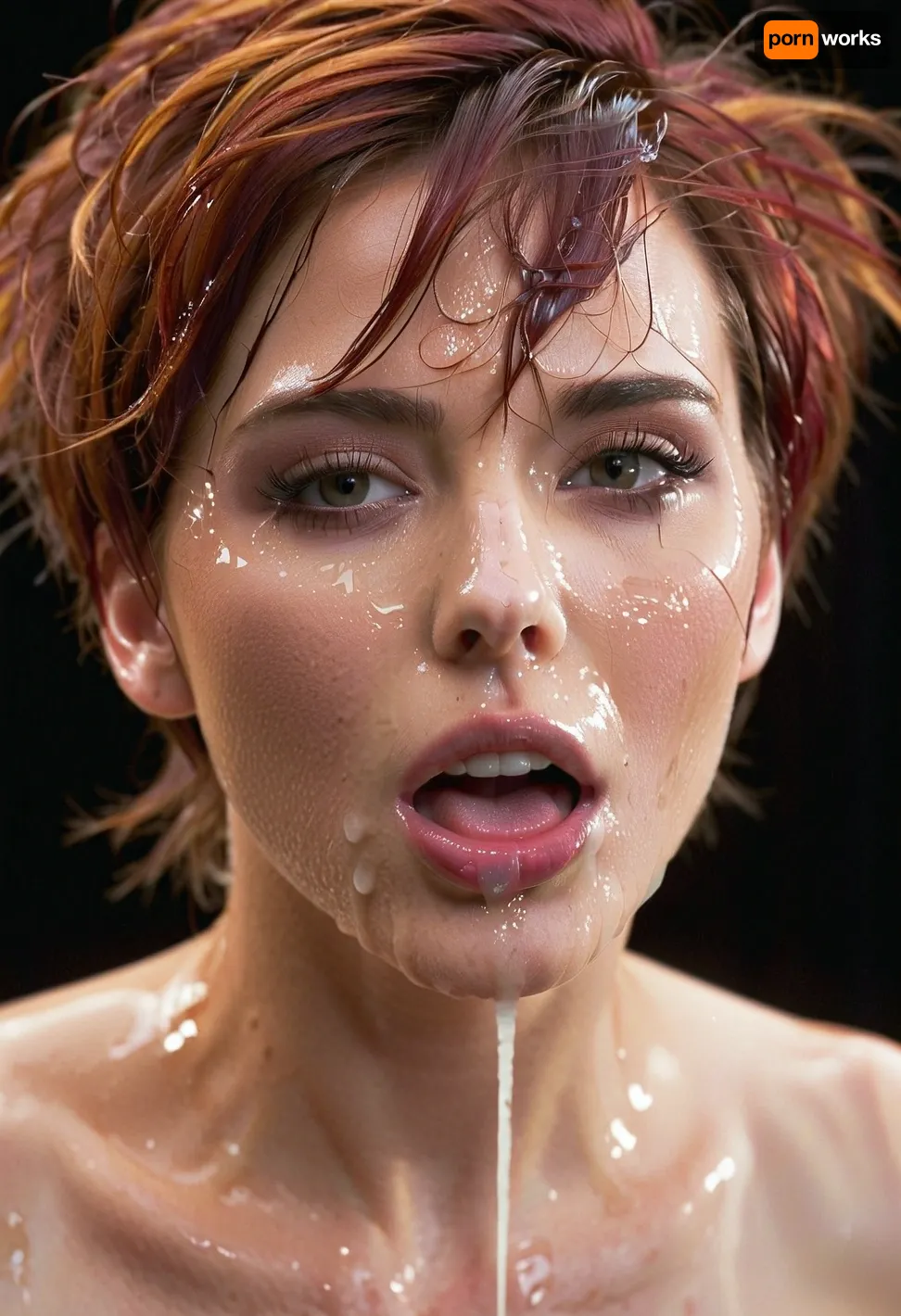 score_9, score_8_up, score_7_up, score_6_up, poprtrait, tight, orgasm face, horny, sexy, nice white teeth, (dark wet tiny lips), red short messy hair, semen in her tongue, semen dripping, dark background, soft light, woman, cum, on, face, <lora:JustCum:1>