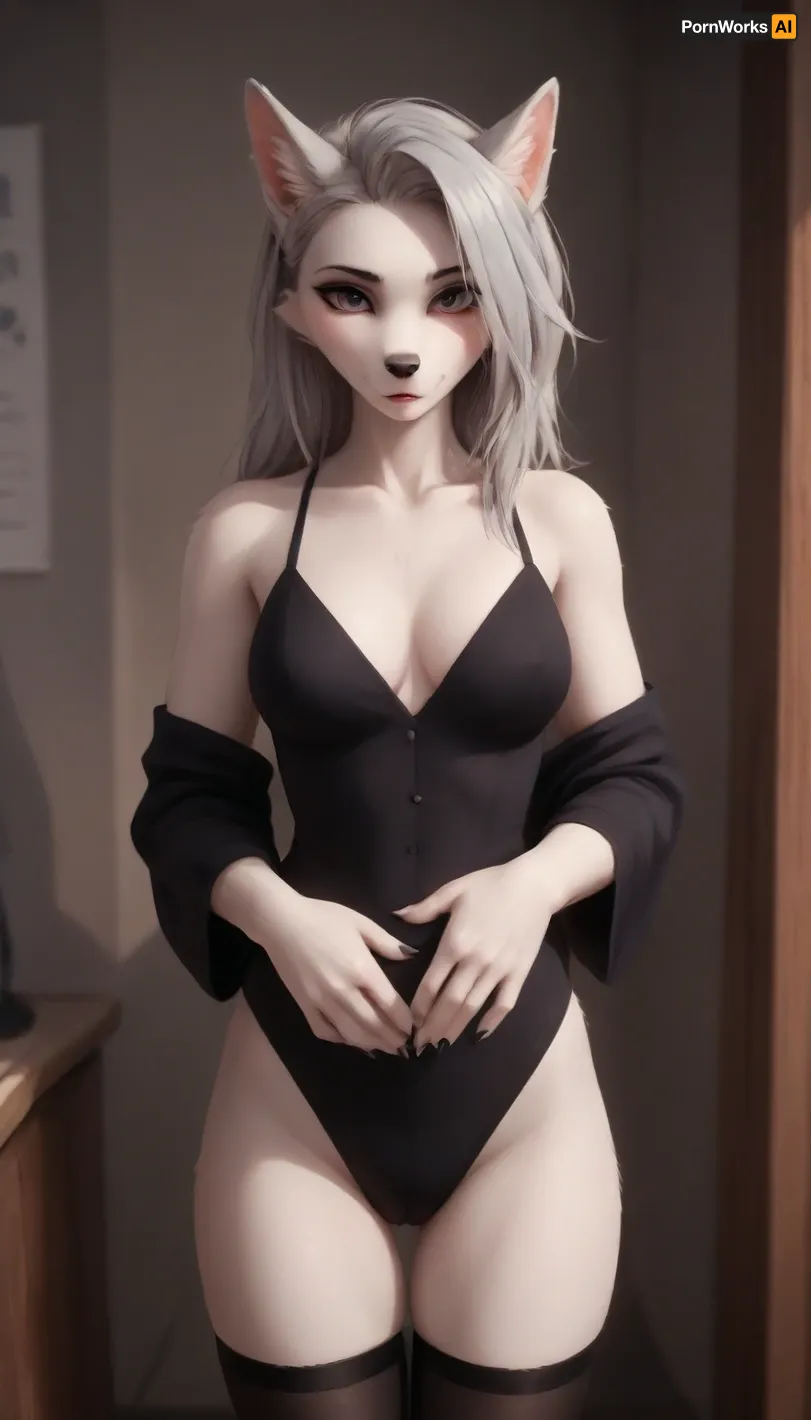 Loona, furry anthro female, sexy secretary suit, furry anthro wolf girl, furry female, loonasdxl, standing, looking at viewer, clothing, clothed, digital artwork, masterpiece, <lora:loona_sdxl_v1_e22:.5>