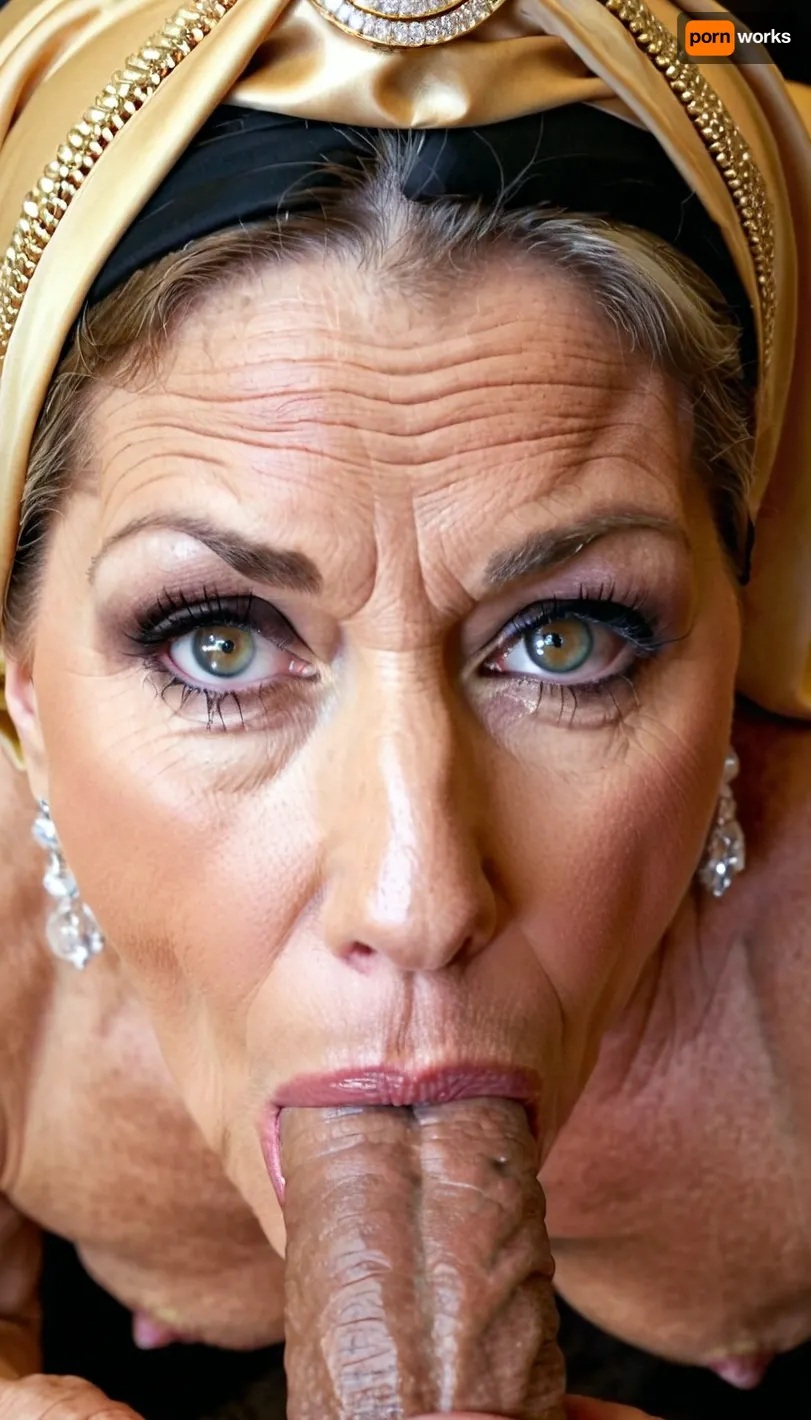 old bodybuilding wife give a blowjob for her husband, bulging big lips, sexy deep eyes, sucking his cock deep, pov_deepthrt, deepthroating, a, man's, blsdp, big open her mouth, smokey eyes, the cock deepthroat, <lora:concept_pov_dt_xl2-000020:.5>, very old granny, massive body, marina beaulieu, wearing a headscarf, gold and diamant jewellery, deepthroat