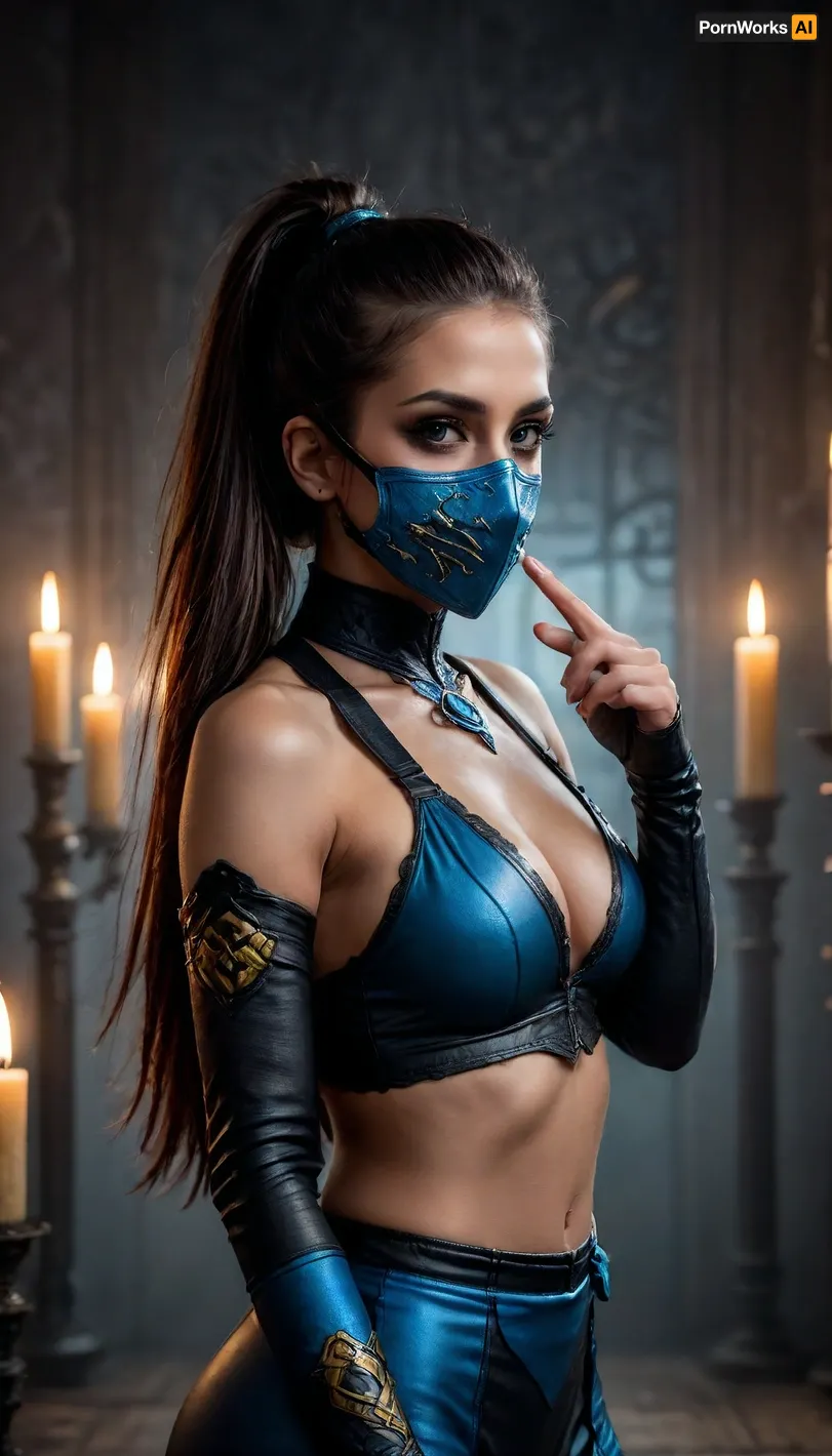 (((young girl 18 years old))), (((background of the wall of the sacred temple, many candles, fog esoteric))), (skinny girl), (((hair in a bun))), (((Kitana mortal kombat))), best quality, (mask covers nose and mouth:1.9), (((exotic revealing open outfit))), (neckline belly:1.5), (visible press:1.6), realistic proportions, beautiful girl, (((very thin))), (((narrow cheekbones))), (((narrow face))), (eyeshadow:1.4), (ultra-realistic photo), (maximum photo quality), (high resolution photo), (extremely detailed), (ultra-realistic), perfect body symmetry, symmetrical eyes, perfect eyes, (looking at the camera:1.5), (masterpiece:1.4), ultra-realistic, ultra-detailed, intricate details, contrast, sharp focus, high resolution, 8K UHD, (photorealistic:1.4), (depth of field), (cost:1.8), (((elegant hands))), (((perfect fingers))), studio lighting, cinematic lighting, perfect light, (((Dark fantasy esoteric art))), (cinema stills style), (Arri Alexa style), (Kodak film print style), (((woman in Mortal Kombat Kitana costume posing for a photo))), dark Mortal Kombat style, moody, dark fantasy style, mk, Kitana, mk11, summer, robe, mk1, outfit, classic, dark, horror Dark, Fantasy, <lora:mk kitana:.9>, <lora:192af1bb3d75bab622d76a8c8cf0a0b9:.9>, <lora:add-detail-xl:1>, <lora:Kitana1024:1.1>, <lora:HandFineTuning_XL:.6>