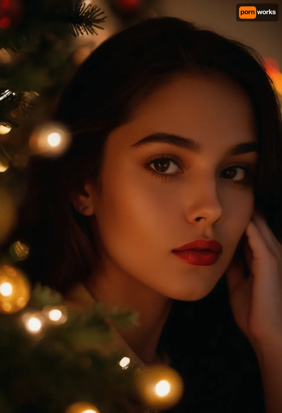 (avant-garde snapshot aesthetic, deep saturation, shadowy vignetting, light leaks, film grain, bokeh:1.4), adorable girlfriend, decorating Christmas tree, perfecteyes, <lora:PerfectEyesXL:.4>, sunnyrayyxo, <lora:sunnyrayyxo_v1_SDXLBase:.4>