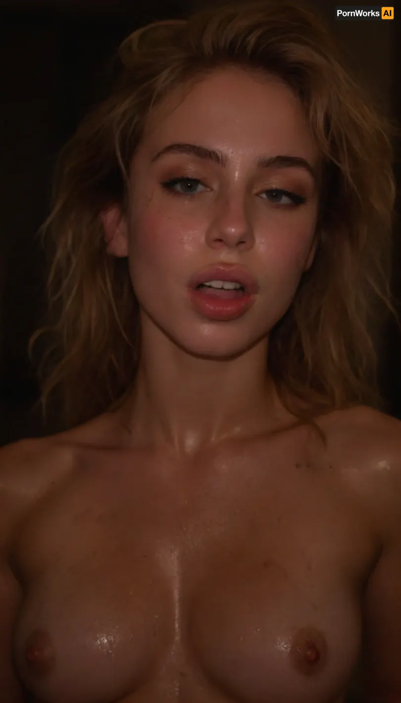 seductive night time bedroom scene, lips parted, hot breath, exhalation, exultation, (hot girlfriend, horny girlfriend, naughty girlfriend:1.4), (natural breasts, soft breasts, pale breasts, topless:1.4), (fitness, fit body, toned body, muscular shoulders), (sweaty skin, oily skin, messy hair:1.3), (snapshot aesthetic, romantic aesthetic:1.9), (rich golden blonde hair with dark roots, textured layers, coppery highlights:1.4), (strong jaw, defined jawline, smokey eyes), (seduction, erotic, sexual tension, sexual attraction:1.5), (blissful expression, sexual hunger, possessive eye contact, hungry gaze:1.4), (taken with a smartphone camera, slightly off-center composition, natural framing, amateur composition, film grain:1.8), shallow depth of field, bokeh, (night time, dark room, lights off, moody lighting, camera flash, overexposed, harsh flash:1.2), igbaddie, perfecteyes, ziprealism, <lora:igbaddie-XL:.4>, <lora:PerfectEyesXL:.5>