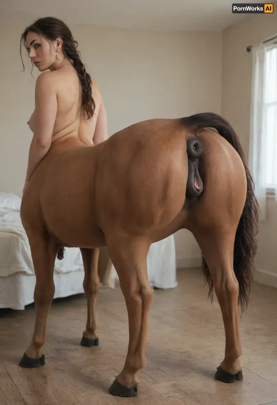 The entrancing glance: a centaur's allure in the moonlit bedroom